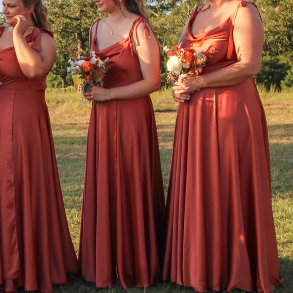 Rust Satin Silk Bridesmaids Dress - XXL - Picture 5 of 5